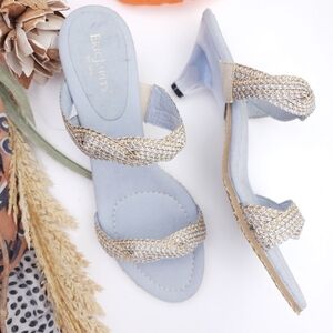 Eric Javits Blue Silver Gold Kitten Heels sz 9m